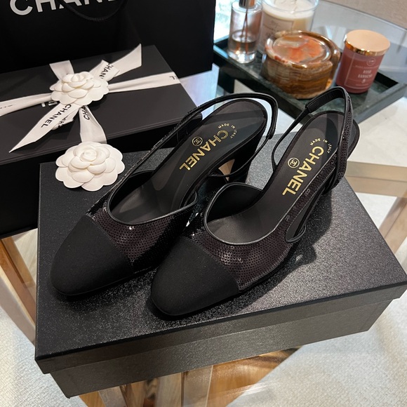 AUTHENTIC Chanel Slingback Heels - Picture 1 of 6